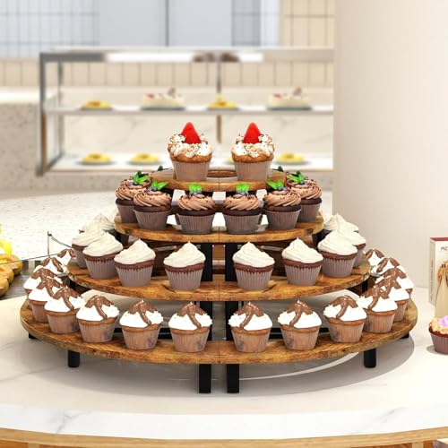 ELITEROO Tiered Display Stand, Wooden Display Risers, 4 Tier Display Shelf