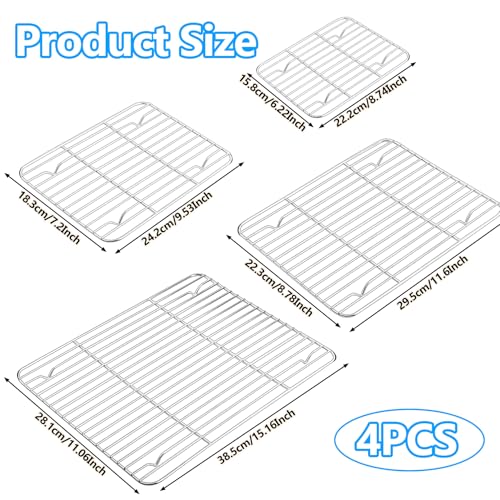 4 Piece Cooling and Baking Rack Set, Stainless Steel