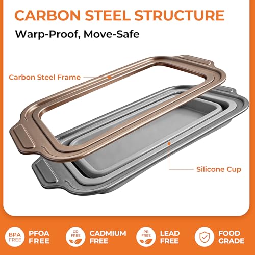 2-Pack Collapsible Silicone Bread Pans with Reinforced Rim & Oven Mitts - Space Saving Loaf Pans for Baking - Easy Release Nonstick Foldable Mold for Meatloaf, BPA Free
