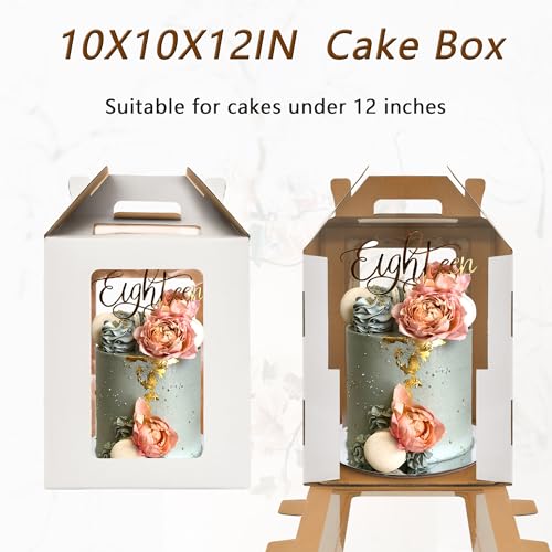 10x10x12 Inch Large Cake Box,10in Tall Cake Boxes for Tier Cakes,2Pack - color: 10×10×12in-2pack