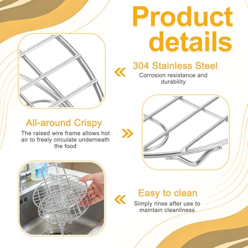 uxcell Stainless Steel Air Fryer Rack 8" Round Cooking Rack Steamer Plate - size: 8 Inch