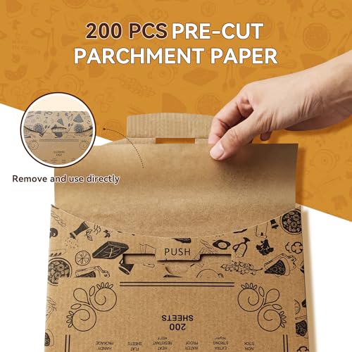 200 Pcs Unbleached Parchment Paper Baking Sheets, 8x12 inch Baking Paper, Precut Non-Stick Parchment Sheets for Baking, Cooking, Grilling, Air Fryer and Steaming, Precut Silicone Baking Paper - size: 8 x12 inch