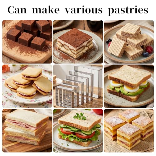 6PCS Square Cookie Cutter Set, Stainless Steel Square Cutter Cookie Cutters for Baking, Cookies, Biscuits 6 Sizes (1.5, 2, 2.5, 3, 3.5, 4 Inch)