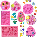 Silicone Cake Mold Set -8 Pcs, Rose Butterfly Daisy Rose Leaf and Mini Flowers Fondant Candy for Chocolate Polymer Clay Soap Crafting Projects Cake Decoration