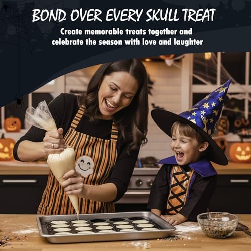 HKNMTT Skull Silicone Molds for Halloween Baking Pizza Cake Pan Small Spooky Head Tray Reusable Food Grade Nonstick Bakeware for Oven Safe Horror Treats 6 Cavity Skeleton Mould - style: Skull - 2.75 inch
