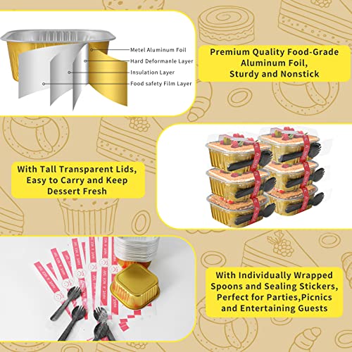40 Pack 10oz Mini Cake Pans with Lids,Gold Aluminum Foil Cake Tins - color: Gold, size: 40 Pack 10oz