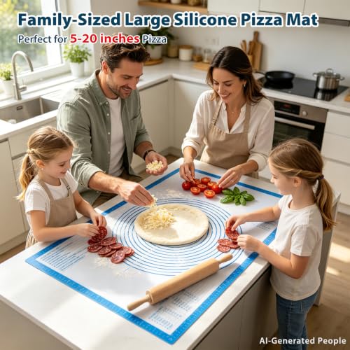XXL-Large Pastry Mat For Rolling Dough: 36 X 24 Inch Silicone Baking Mat - color: Blue, size: 36"L x 24"W
