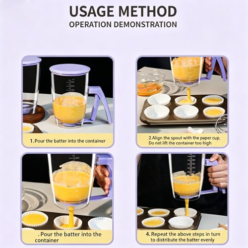 Pancake Batter Dispenser with Squeeze Handle, Purple