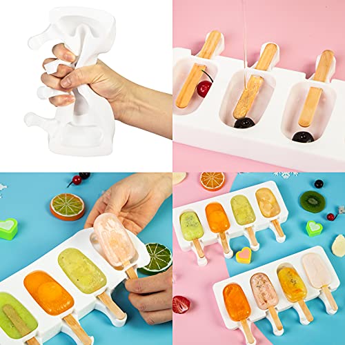 Ozera 2 Pack Popsicles Molds, Silicone Oval Cakesicles Cake Pop Molds Set - color: White