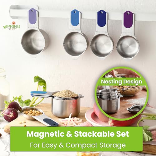 Spring Chef Magnetic Measuring Cups & Spoons Set of 15, Winter Frost - color: Winter Frost