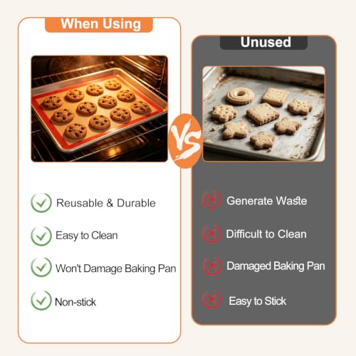 AMYONE Silicone Baking Mats, 11.6 x 16.5 Inch Half Sheet Pan Liners, 2 Pack - size: 16.6"L x 11.6"W