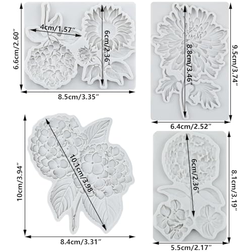 Chrysanthemum Silicone Mold Hydrangea Flower Fondant Mold - color: Style H