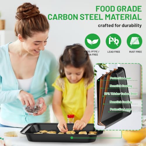 5-Piece Baking Pans Set, Nonstick Bakeware Sets, Black - color: Black