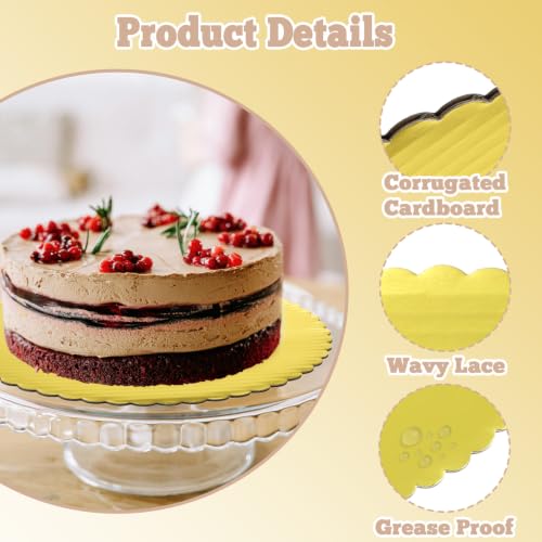 Retainbre 50 Pack Gold Cake Boards 12 Inch Round Cardboard Cake Base - size: 12 inch