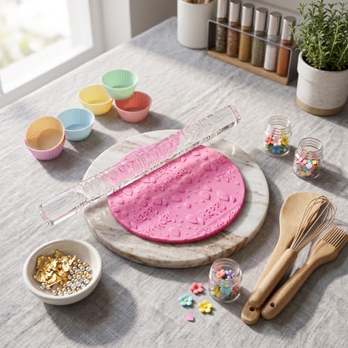 Rengue Birthday Theme Embossed Acrylic Rolling Pin, Dough Roller (#11) - size: 51035 birthday