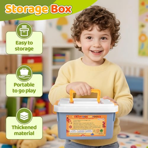 Dough Tools Play Set 22Pcs with Storage Container, Silicone Mat