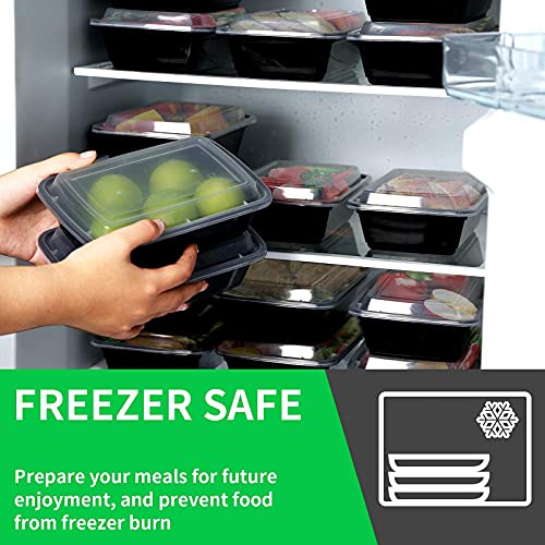 Meal Prep Containers, 32OZ 50 Pack Extra-thick Food Storage Containers with Lids, Plastic Microwavable Bento Box Reusable Storage Lunch Boxes BPA Free, Stackable, Dishwasher/Freezer Safe - size: 32OZ-50Pack