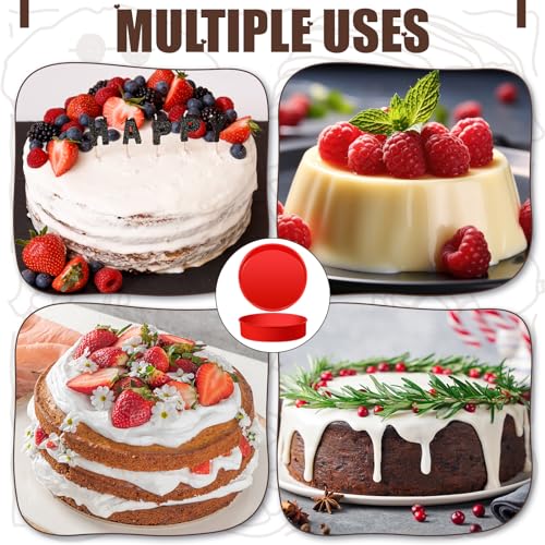Teenyyou 2 Pcs Silicone Cake Pan Round Baking Cake Molds Non-stick Quick Release Suitable for Cheesecake Puddings Party Favors(Red,10 Inches)