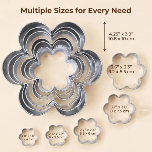 Flower Cookie Cutter Set - 6Pcs Flower Shaped Cookie Cutter, Stainless Steel Cookie Cutters, Baking Tool for Homemaking Cookie, Cake, Fruit, Sandwiches - color: D