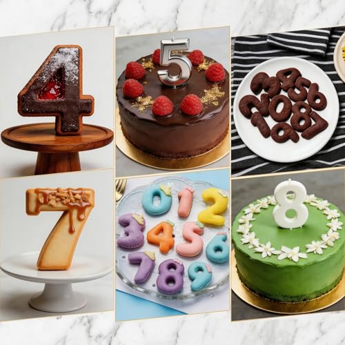 9PCS 0-9 Number Cookie Cutters Set, Stainless Steel Metal Birthday Numbers Cutters for Cake Topper, Baking Decorating, Fondant, Digit Cookie Cutters, Baking Tool for Homemade Biscuits, Cookie, Dough