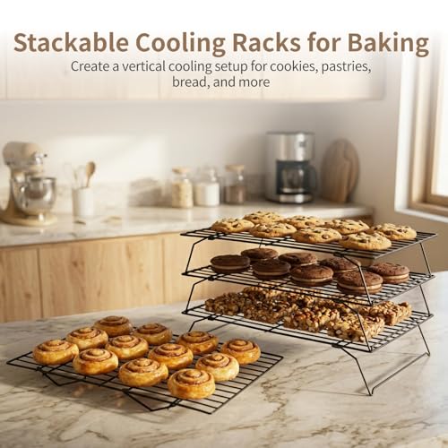 4 Pcs Cooling Racks for Baking and Stackable Collapsible