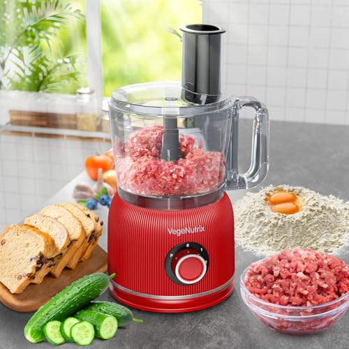 Food Processor and Blender Combo, 88 oz Food Chopper - color: Red