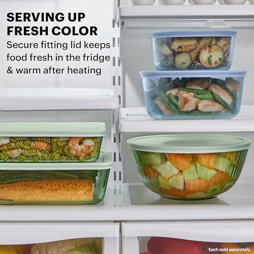 Pyrex Colors Tinted (3-Pack, Full Set) Sculpted Tinted Glass Mixing Bowls - color: Yellow, Green, Blue, size: 3-Pack, Small/Medium/Large, With Lids