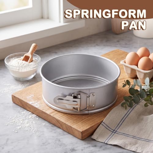 4 Pcs 7 Inch Nonstick Springform Cheesecake Pan with Removable Bottom - color: Sliver, size: 7 Inch