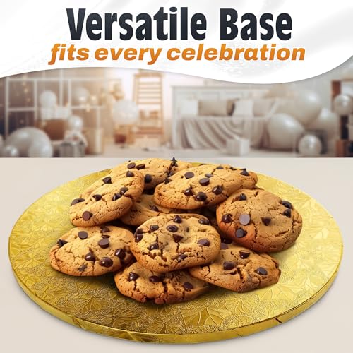 Gold Cake Board 14 Inch, Round Cake Drum, 1/2 Inch Thick Cardboard - color: Gold, size: 14"