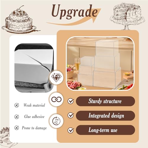 6 PCS Buffet Risers, Large Food Risers for Buffet Table, Dessert Display - color: Transparent, size: 10" 9" 8" 7" 6" 5"