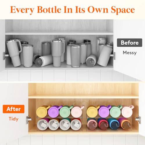 Lifewit Stackable Water Bottle Organizer, Clear Tumbler Holder for Cabinet - size: 2 Tier