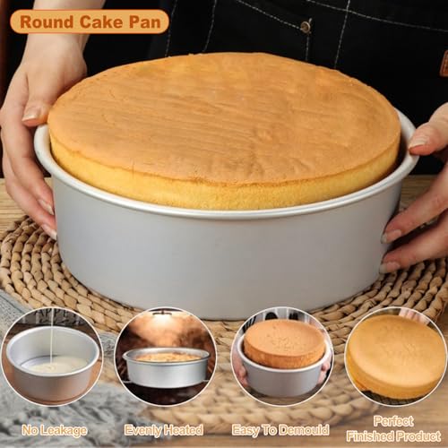 8 x 3 Inch Aluminum Round Cake Pan, 3-Piece Set Cake Baking Pans, Round Layer Cake Baking Pans for Birthday Wedding Home Kitchen DIY Baking Tools, Heavy Sturdy & Healthy, Oven Safe - size: 8 x 3 Inch, Set of 3