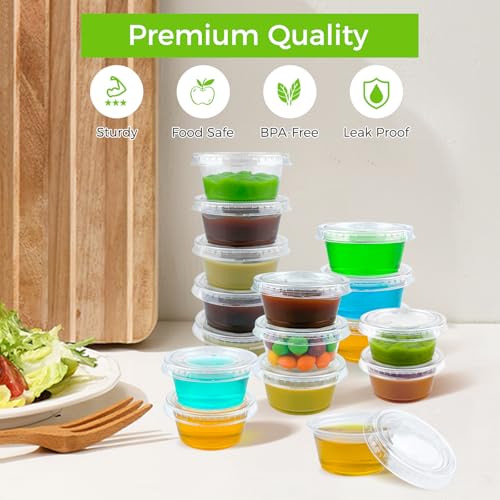 Dealusy 360 Set 2 oz Jello Shot Cups with Lids - size: 2 OZ