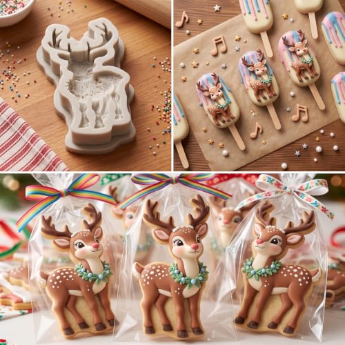Christmas Reindeer Fondant Mold 3D Deer Silicone Chocolate Mold - color: Style S