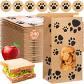 Tenceur 240 Pcs Dog Paw Bakery Bags with Window Paper Cookie Bags, Brown - color: Brown