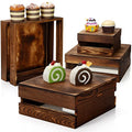 Sieral 4 Pcs Wood Cupcake Stand Dessert Risers for Party,Burnt Wood - color: Burnt Wood