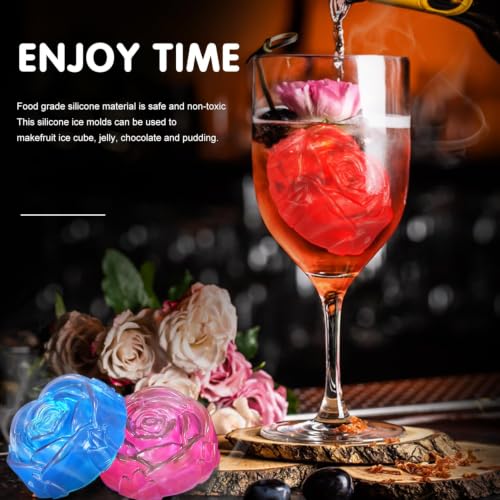 Walfos Rose Ice Cube Mold 2.8 Inch,Soap Mold, Make 12 Cute Flower Shape Ice. BPA Free and Dishwasher Safe.Release Easily.Perfect for Soap Cocktails Juice Whiskey Jelly Chocolate etc.(Set of 2 Pink) - color: Pink+purple/rose