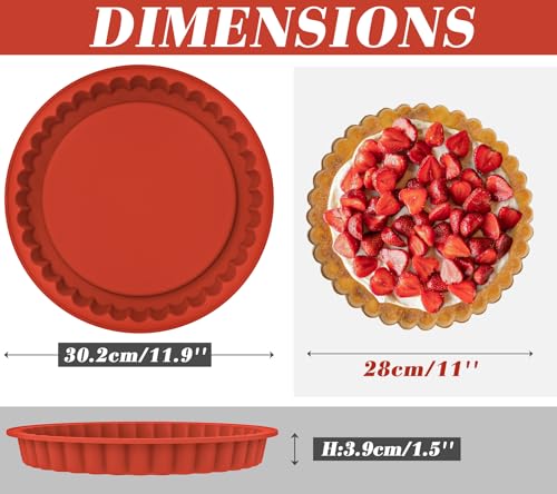 Webake 11-Inch Silicone Flan Tart Pan, Nonstick Large Maryann Cake Pan Torte Pan, BPA-Free - size: Large