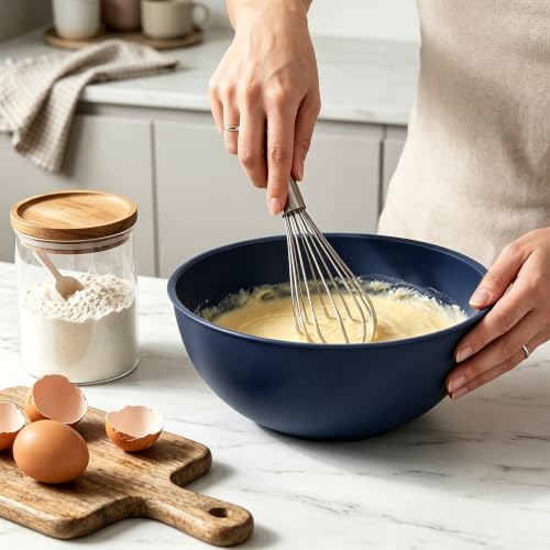 BoxedHome BPA Free Plastic Round Mixing Bowl with Lids, 12 Pack Nesting Bowls with Lids Set, Microwave and Dishwasher Safe Prep & Serving Bowls Great for Mixing, Baking, Serving (Haze Blue, 12pcs) - color: Haze Blue