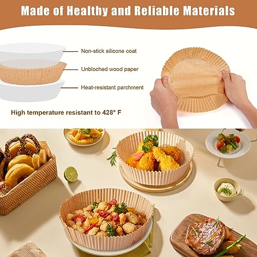 Air Fryer Liners Disposable, 100PCS Non-stick Disposable Airfryer Liners, 8 Inch Unbleached Parchment Paper, Round Airfryer Paper Liners for 5-8QT Air Fryer, Baking, Roasting Microwave - size: 8in-Round-100pcs