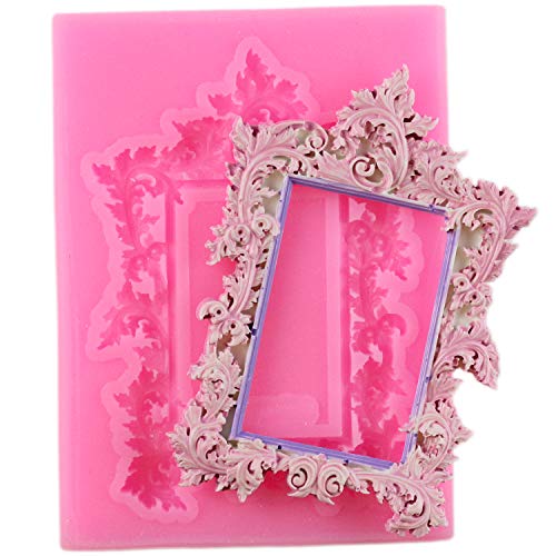 Mujiang Photo Frame Fondant Mold Picture Frame Silicone Molds Set Of 4 - color: Pink