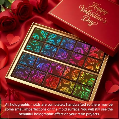 Holographic Chocolate Mold Silicone,Square,Rose - color: Rose, style: Square