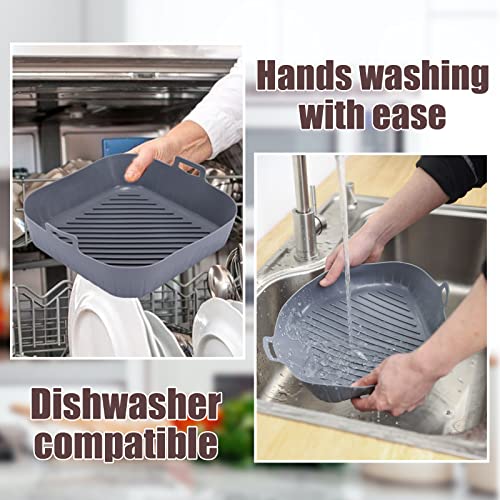 Golden Associate Silicone Liners Square for Air Fryer, 2 Pcs Non-stick Food-grade Reusable Basket Silicone Pot Baking Tray Airfryer Accessories, Top Size 9 inches, Bottom Size 8 inches - size: 9'' square