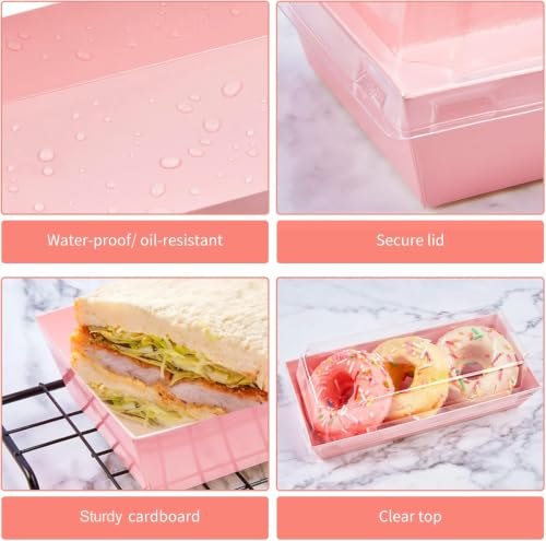 Ocmoiy Charcuterie Boxes with Clear Lids, 7.5x3.3 Inches, 50 Pack, Pink - color: Pink