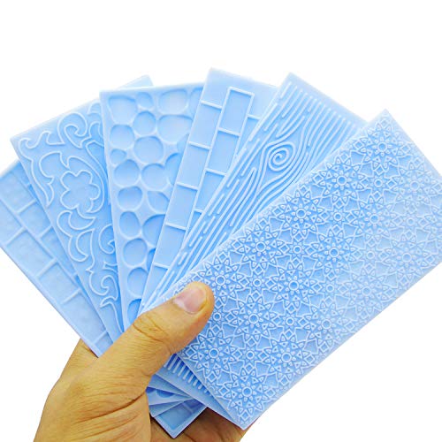 6 Packs Fondant Impression Mat Fondant Texture Mats Clay Mold Set Lace Embossing Mat Fondant Cake Embossed Impression Sheets for Cake Decorating - style: Style One