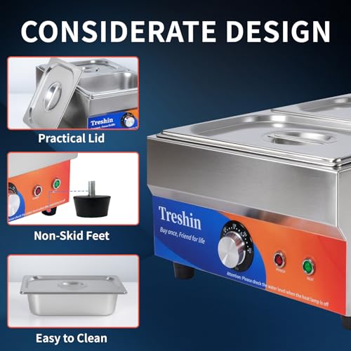 Treshin 2 Pan Commercial Food Warmer 15 Qt Electrical Bain Marie Buffet - size: 2-Pan, 15 Qt