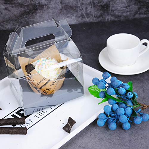 30 Pack Clear Plastic Individual Cupcake Containers with Handles