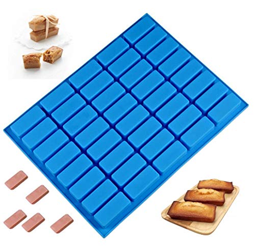 Mity rain 40 Cavities Rectangle Silicone Mold - Caramel Candy Trays Molds for Chocolate Truffles, Ganache, Jelly, Praline, Ice Cube Tray, Gummy(blue) - color: 1PC