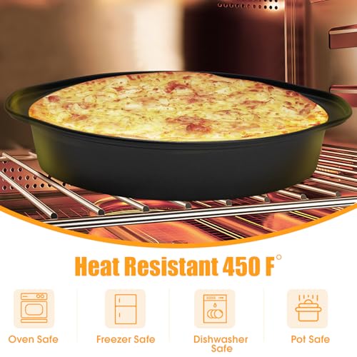 8" Round Cake Pan, 3PCS Nonstick Cake Pans with 100 PCS Parchment Paper, Carbon Steel Cake Baking Pans with Handle, Dishwasher Safe - size: 8 Inch - A
