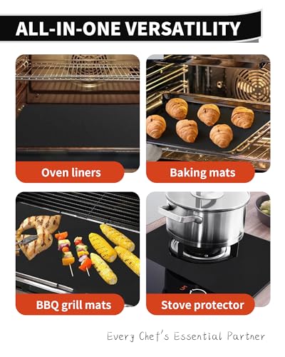 3 Pack Oven Liners for Bottom of Oven, 17x25" Large Heavy Duty Non-Stick Reusable Oven Mat for Electric, Gas, Toaster & Convection Ovens - BPA & PFOA Free, Dishwasher Safe, Kitchen Essentials, Black - color: Black, size: 3 Pack 17”x25”